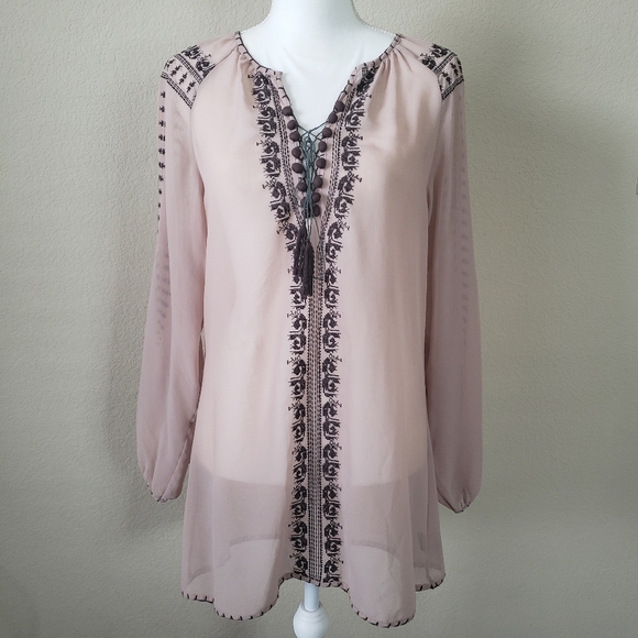 BCBGMaxazria tunic size 0 long sleeve old pink color - Picture 11 of 11